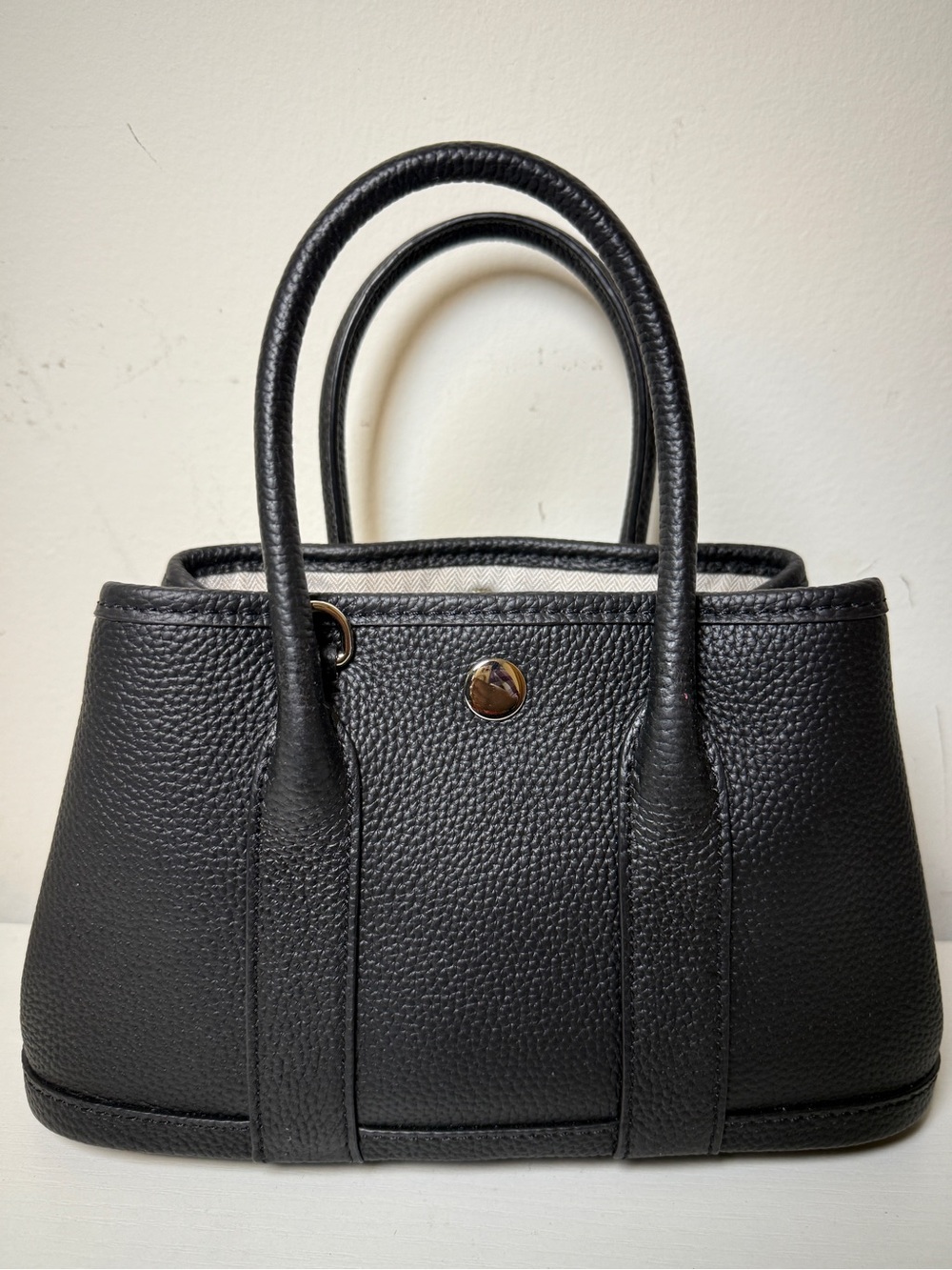Classic Black Leather Tote Handbag